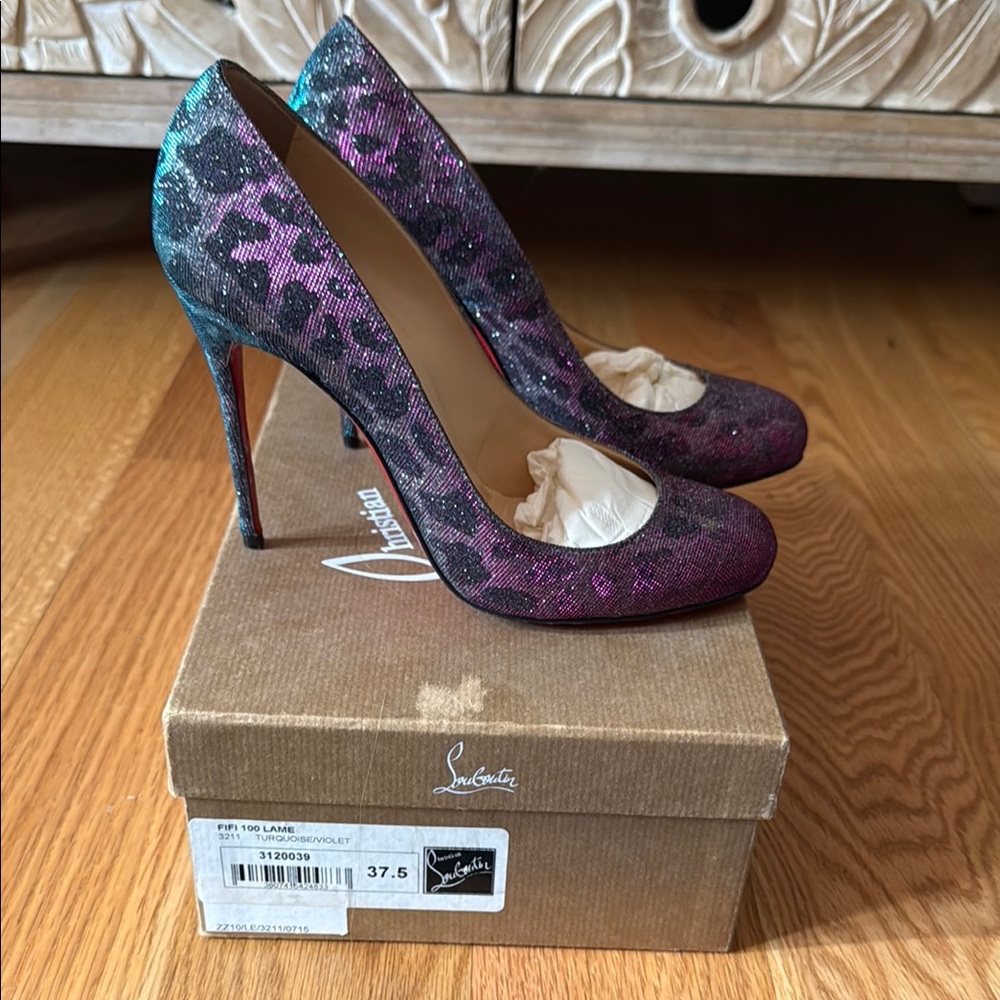 Limited Edition Christian Louboutin Fifi 100 Lame Stiletto Heels 37.5
